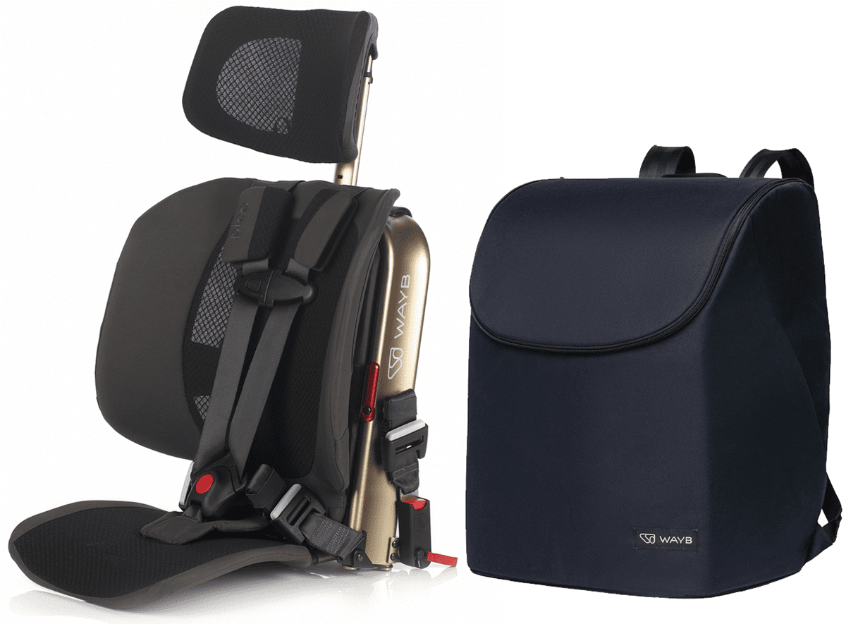 WAYB Pico Forward Facing Travel Car Seat + Deluxe Travel Bag Bundle - Earth