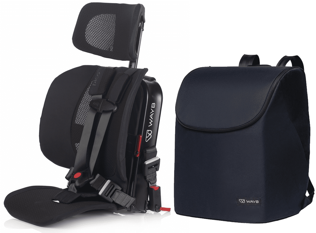WAYB Pico Forward Facing Travel Car Seat + Deluxe Travel Bag Bundle - Jet - CSTPI-JT-002-DLXBAG
