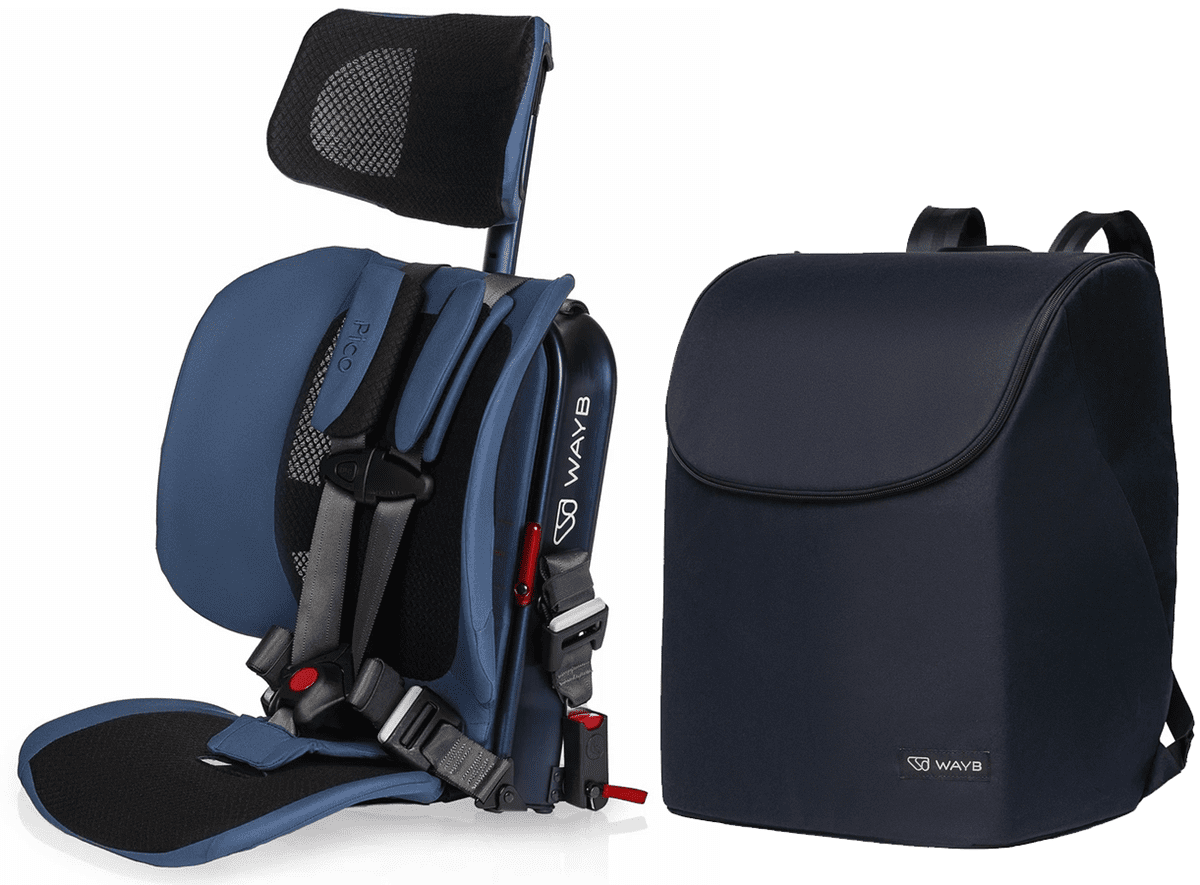 WAYB Pico Forward Facing Travel Car Seat + Deluxe Travel Bag Bundle - Midnight - CSTPI-MS-002-DLXBAG