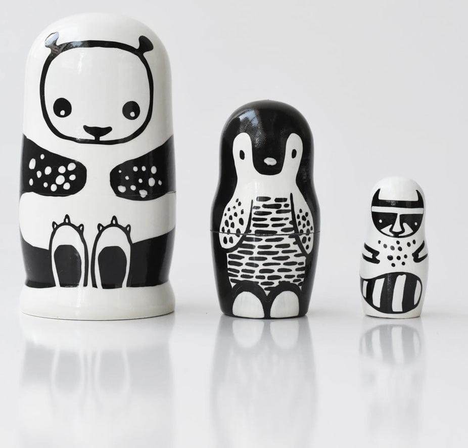 Wee Gallery Nesting Dolls - Black and White Animals - WG2001