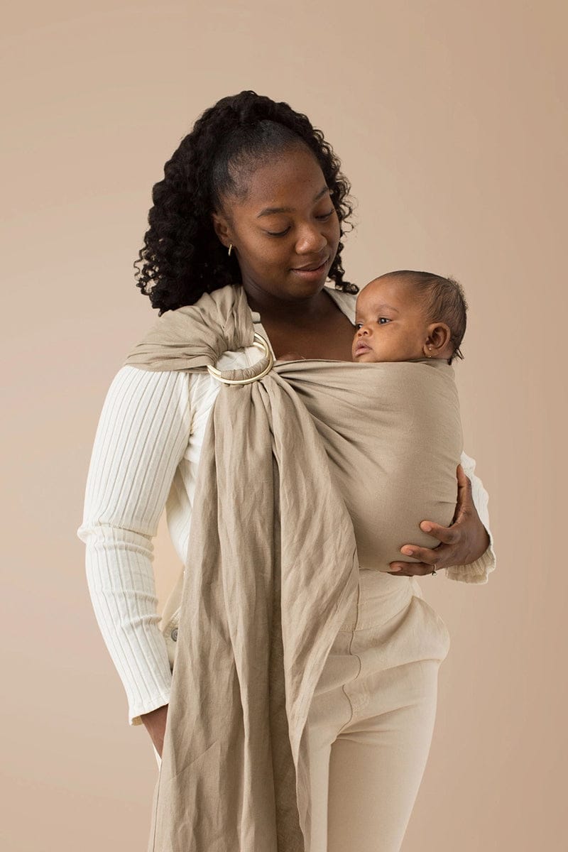 WildBird Linen Ring Sling, Standard (74") - Desert Lark / Gold - RS-LTC-DesertLark-74G