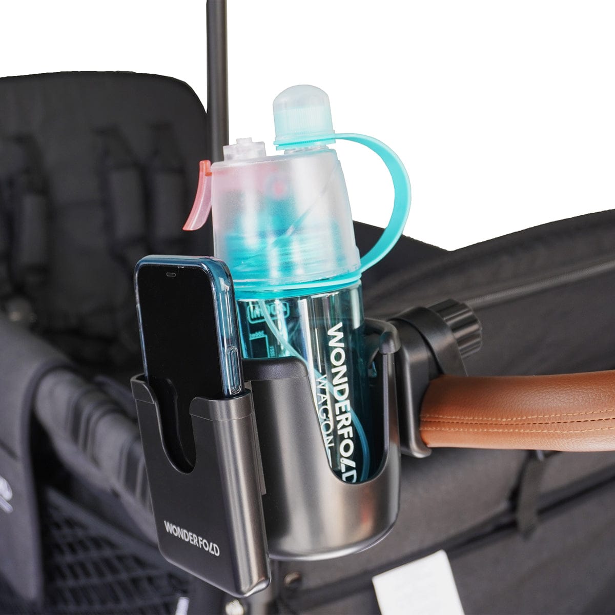 WonderFold 2-In-1 Cup & Phone Holder - Black (fits all wagons) - WCPH