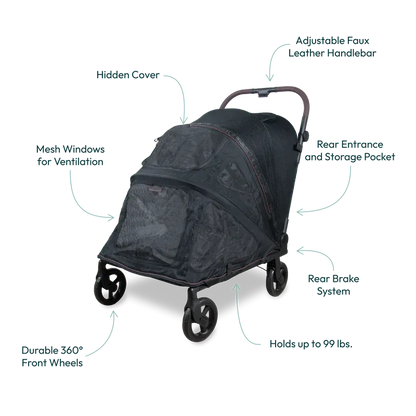 WonderFold Large Hudson Pet Stroller - Light Gray - PFL-GRY
