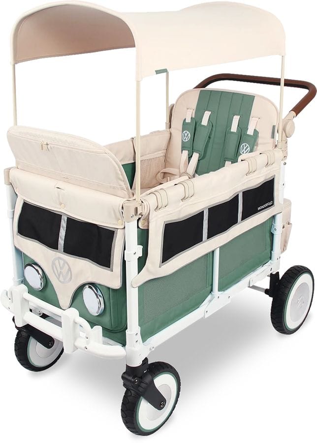 WonderFold OPEN BOX Volkswagon Special Edition Quad (4 seater) Stroller Wagon - Sage Green - VW4-GN-ob