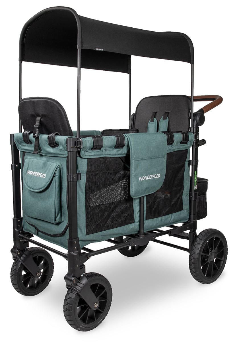 Wonderfold OPEN BOX W2 Luxe Multifunctional Double (2 seater) Stroller Wagon - Hunter Green (Albee Exclusive)