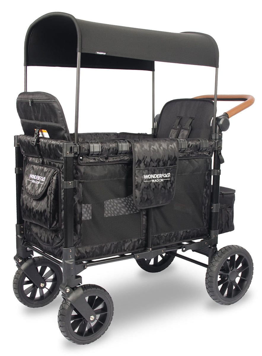 WonderFold OPEN BOX W2 Luxe (W2S 2.0) Multifunctional Double (2 seater) Stroller Wagon - Elite Black Camo
