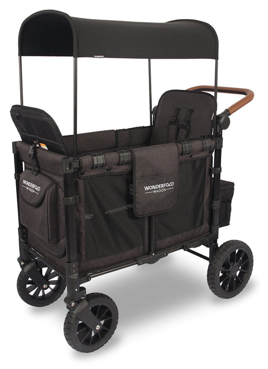 WonderFold OPEN BOX W2 Luxe (W2S 2.0) Multifunctional Double (2 seater) Stroller Wagon - Volcanic Black - W2-S2-BLACK-OB