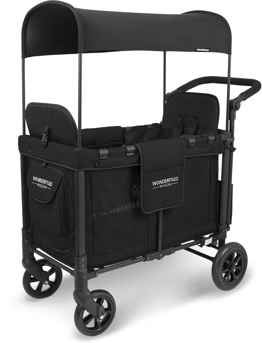 WonderFold OPEN BOX W2 Original (2 Seater) Double Stroller Wagon - Black - W2-BLACK-OB