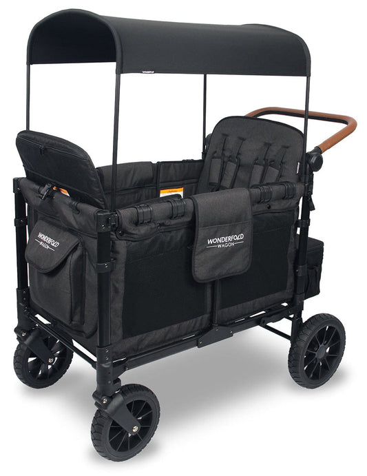 WonderFold OPEN BOX W4 Luxe (W4S 2.0) Multifunctional Quad (4 Seater) Stroller Wagon - Volcanic Black - W4S2BLK-OB