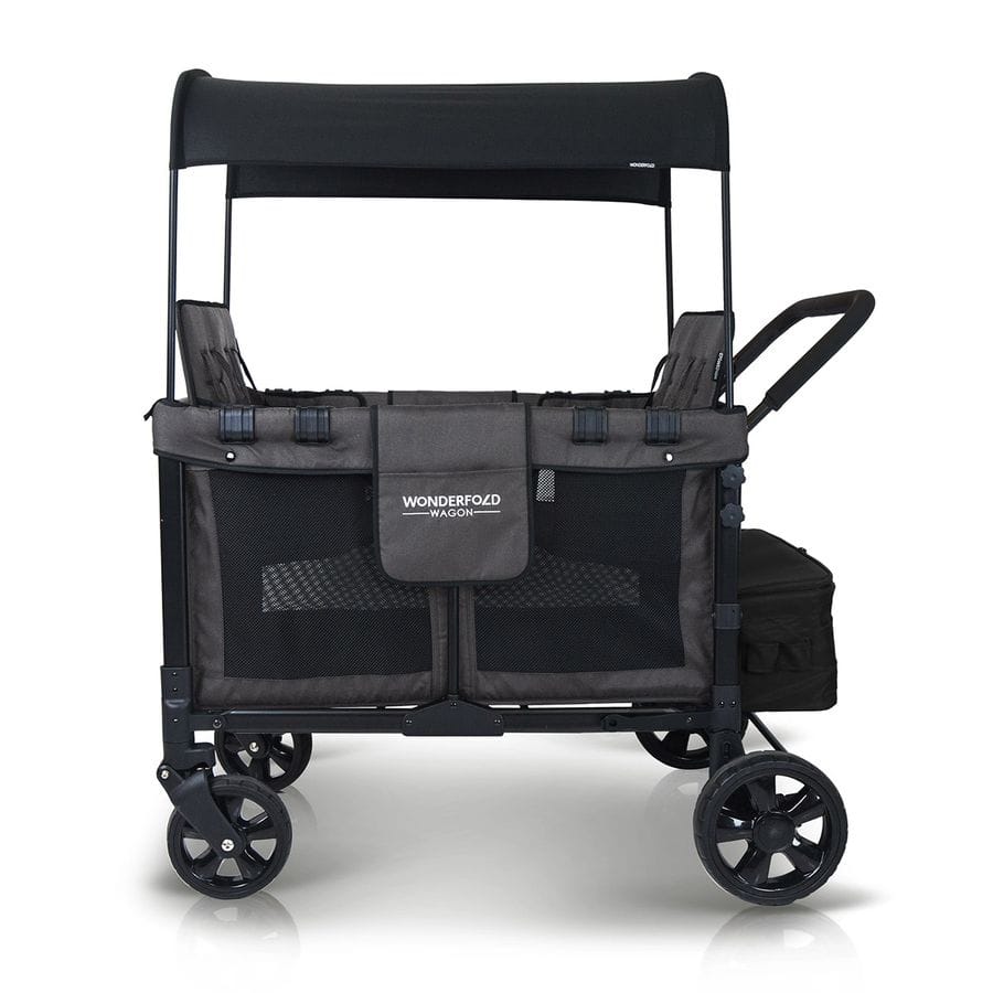 WonderFold OPEN BOX W4 Original Quad (4 Seater) Stroller Wagon - Black - W4-BLACK-OB