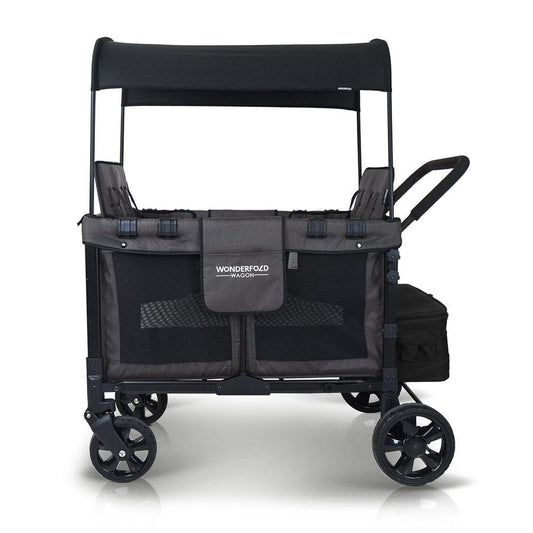 WonderFold OPEN BOX W4 Original Quad (4 Seater) Stroller Wagon - Black - W4-BLACK-OB