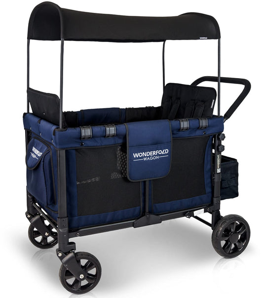 WonderFold OPEN BOX W4 Original Quad (4 Seater) Stroller Wagon - Navy - W4-NAVY-OB