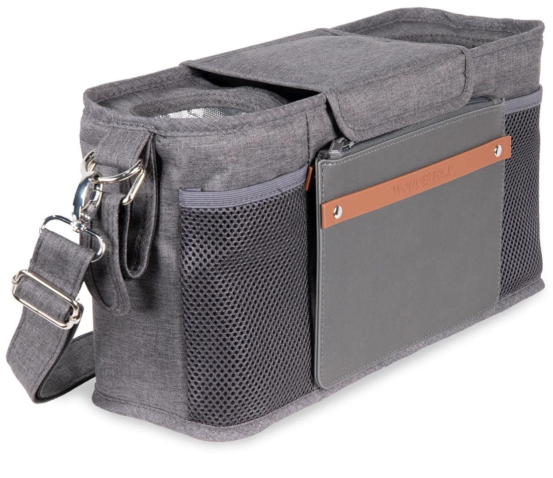 WonderFold Small Parent Console with 2 Insulated Cup Holders - Gray - PC02-GRY
