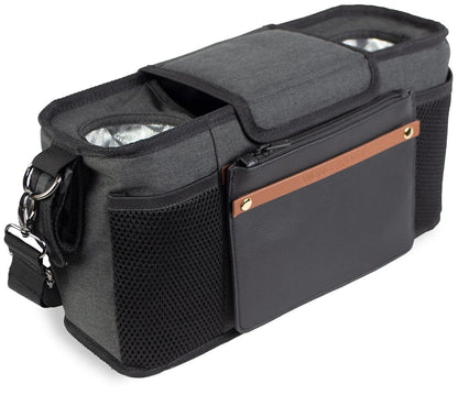 WonderFold Small Parent Console with 2 Insulated Cup Holders - Volcanic Black - PC02