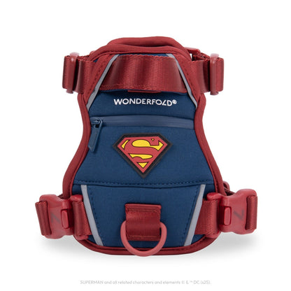 WonderFold Superman themed stroller accessory pouch with red straps and Superman logo