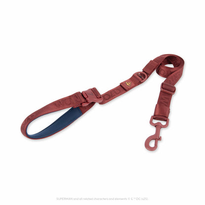 WonderFold maroon Superman leash with buckle and metal clip