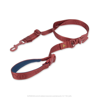 WonderFold red Superman dog leash with padded handle and metal clip