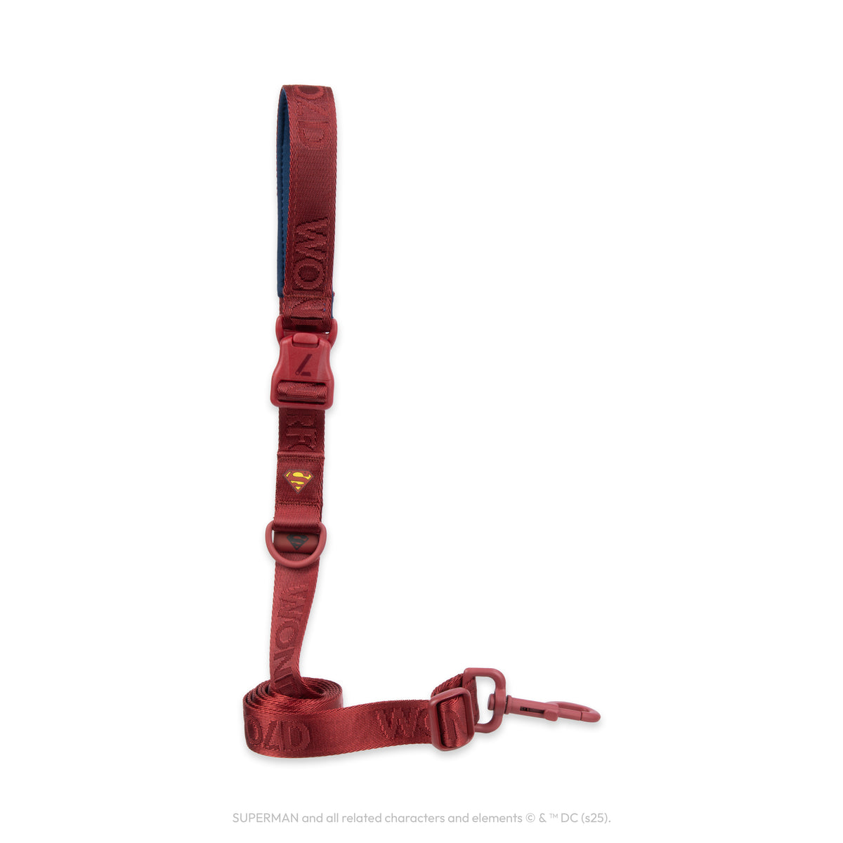 WonderFold Superman themed red fabric leash with buckle and clip