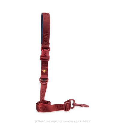 WonderFold Superman themed red fabric leash with buckle and clip
