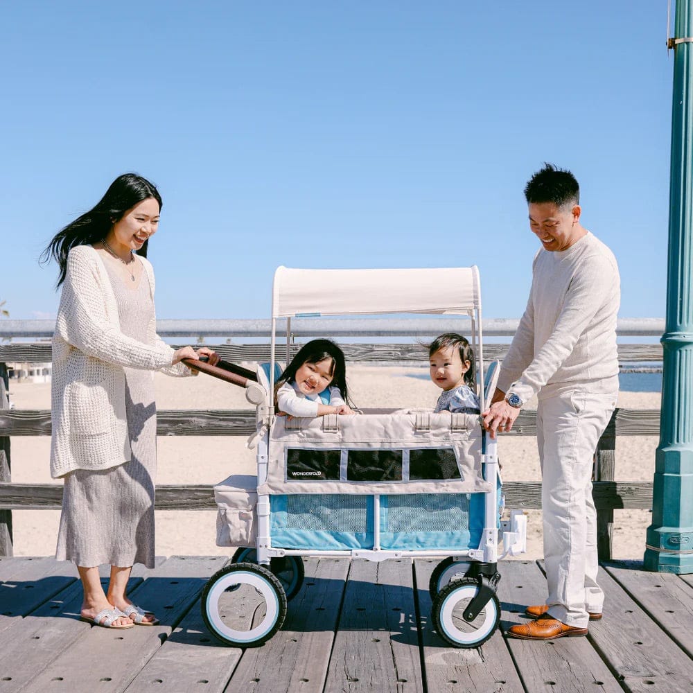 WonderFold VW2 Volkswagon Double (2 Seater) Stroller Wagon - Bondi Blue - VW2-BLU