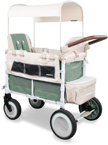 WonderFold VW2 Volkswagon Double (2 Seater) Stroller Wagon - Sage Green - VW2-GN