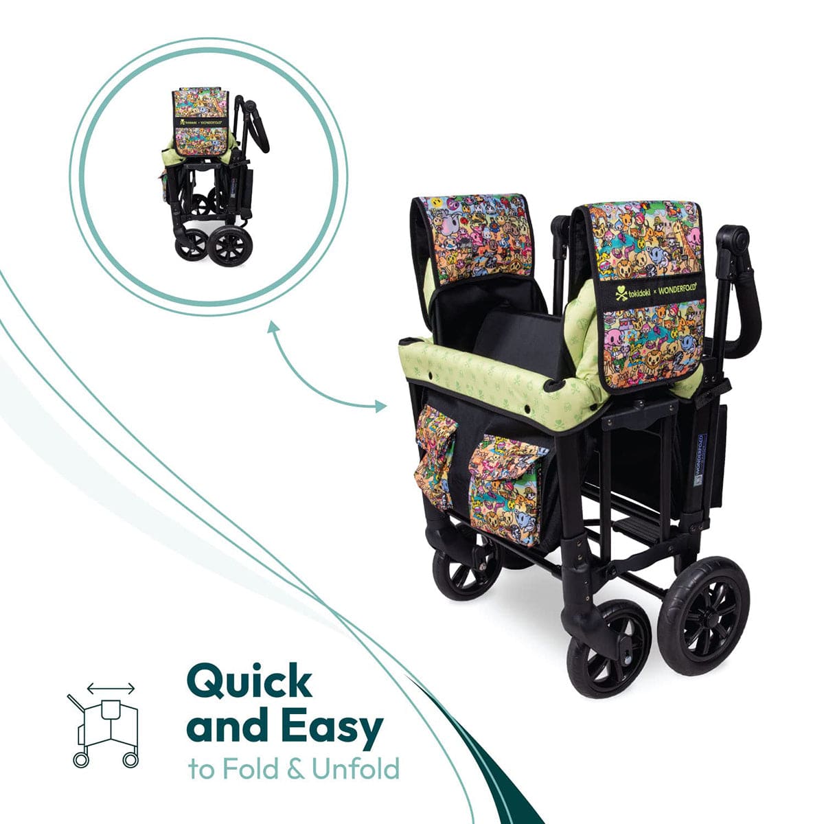 WonderFold W1 Stroller Wagon - Tokidoki Animalini - W1OG-TOKIAN