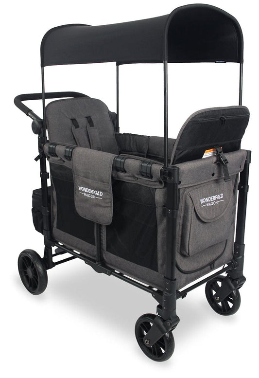 WonderFold W2 Elite Multifunctional Double (2 Seater) Stroller Wagon - Charcoal Gray - W2ELT-GRY