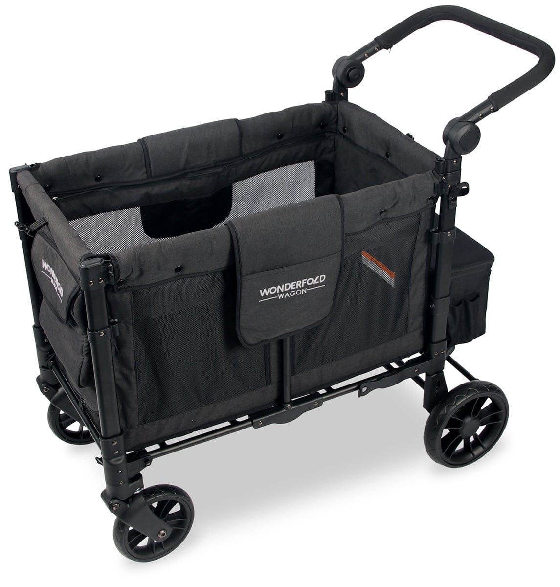 WonderFold W2 Elite Multifunctional Double (2 Seater) Stroller Wagon - Volcanic Black - W2ELT-BLK