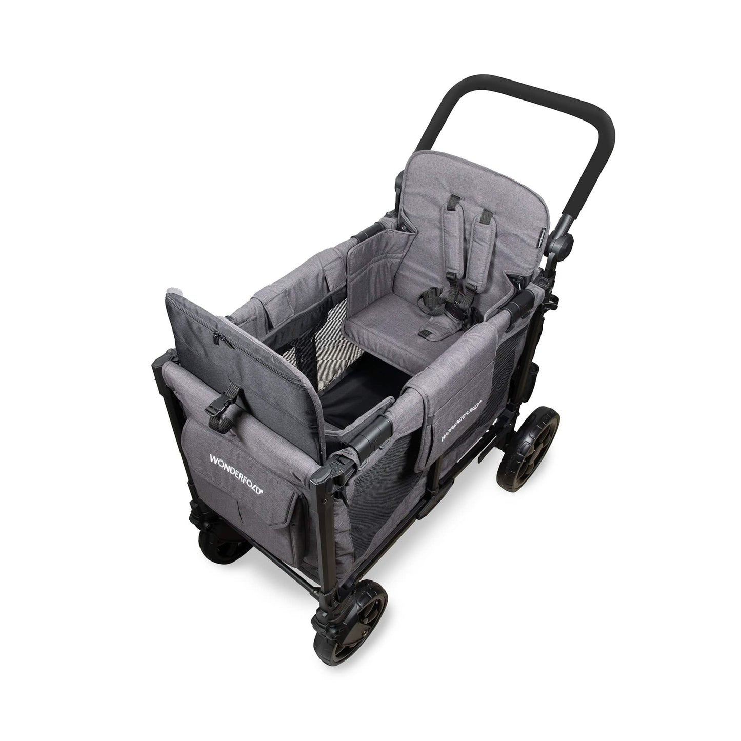 WonderFold W2 Elite Pro (2 Seater) Double Stroller Wagon - Charcoal Gray - W2ELTP-GRY