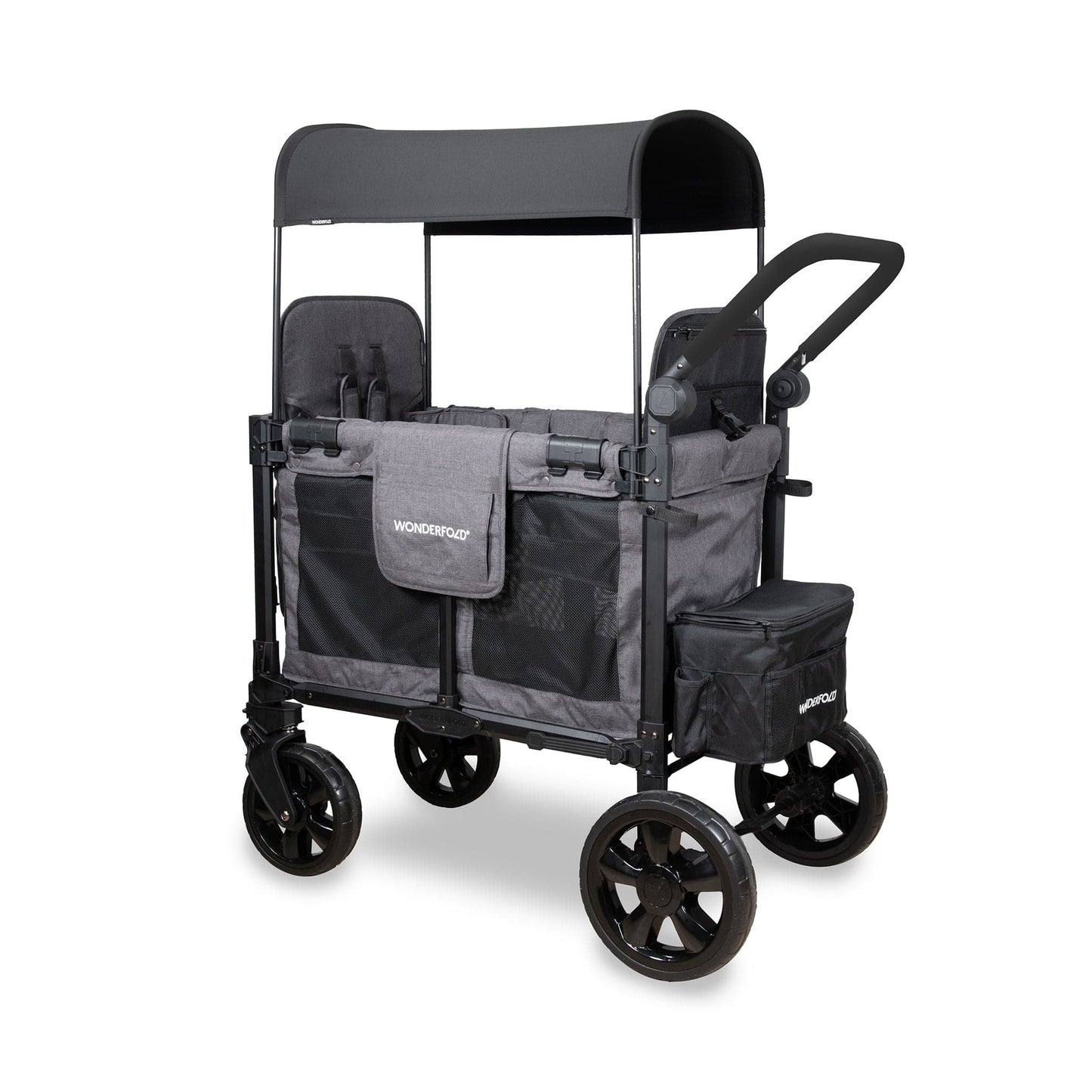 WonderFold W2 Elite Pro (2 Seater) Double Stroller Wagon - Charcoal Gray - W2ELTP-GRY