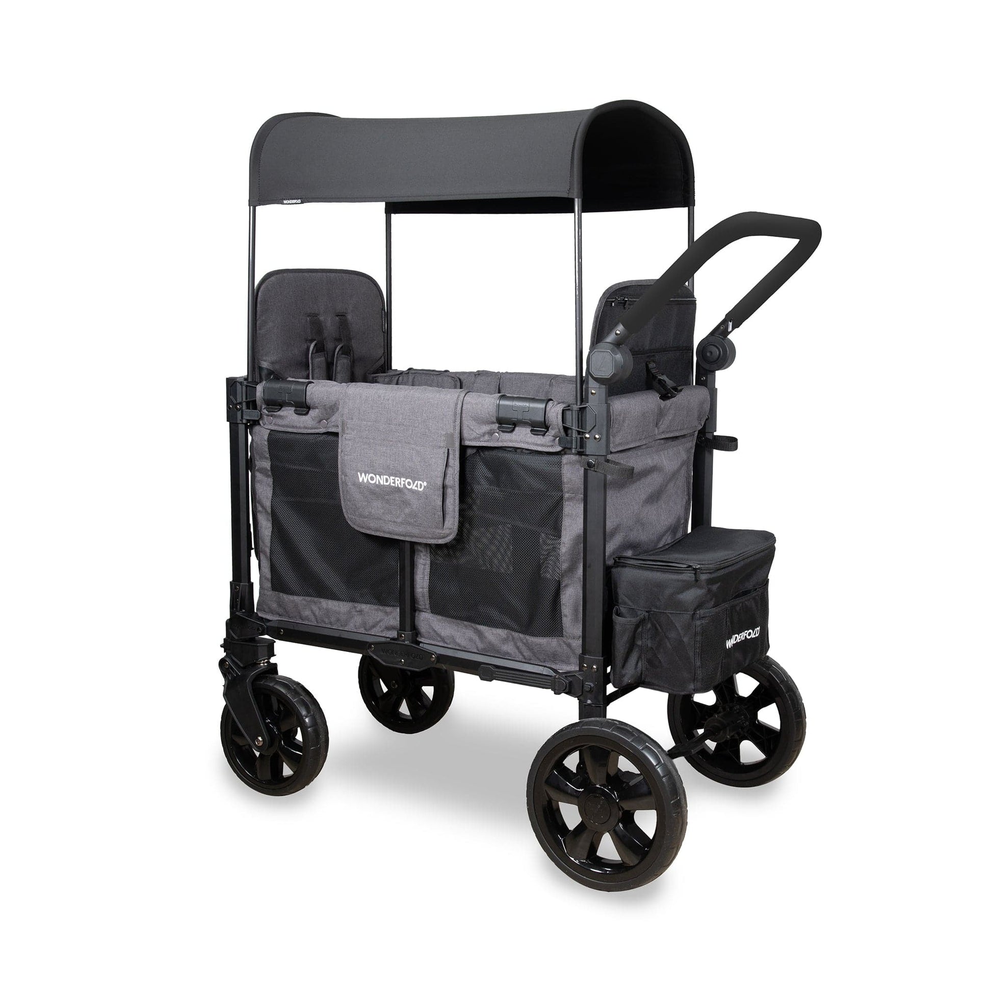 WonderFold W2 Elite Pro (2 Seater) Double Stroller Wagon - Charcoal Gray - W2ELTP-GRY
