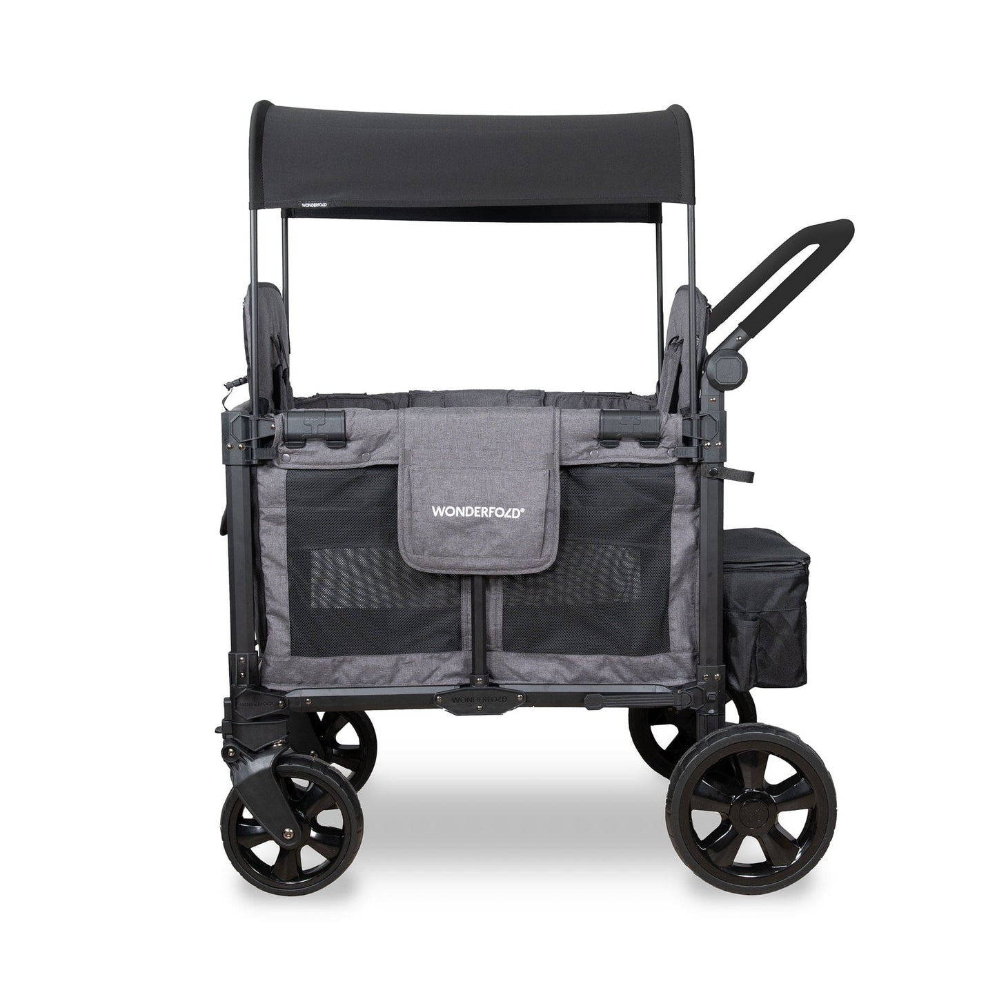 WonderFold W2 Elite Pro (2 Seater) Double Stroller Wagon - Charcoal Gray - W2ELTP-GRY