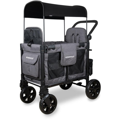 WonderFold W2 Elite Pro (2 Seater) Double Stroller Wagon - Charcoal Gray - W2ELTP-GRY
