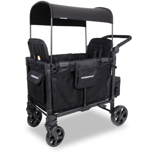 WonderFold W2 Elite Pro (2 Seater) Double Stroller Wagon - Jet Black - W2ELTP-JBLK