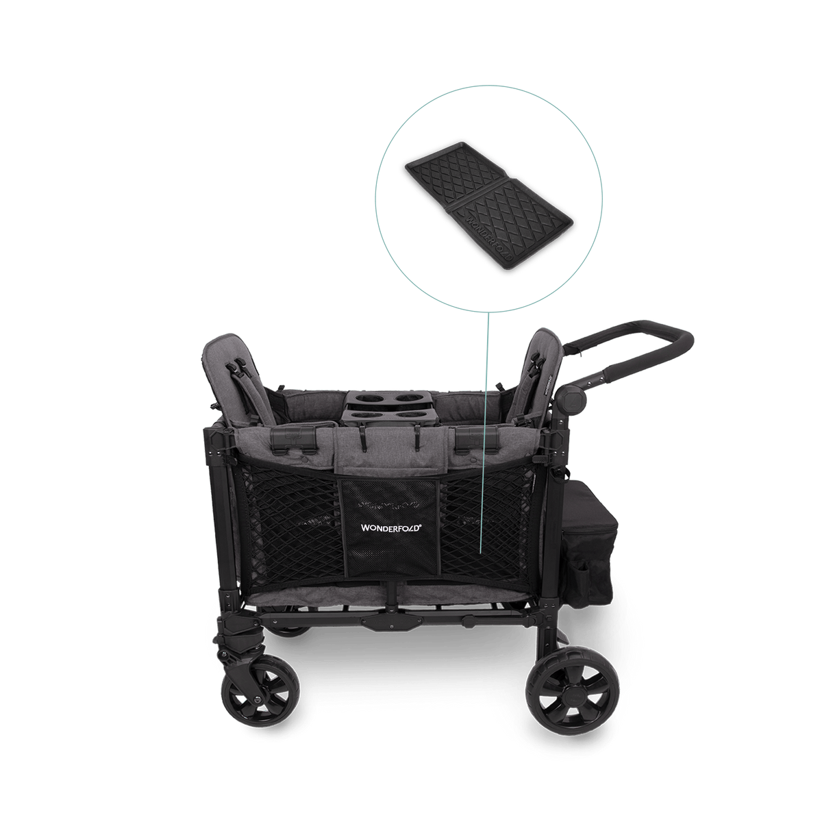 WonderFold W2 Elite Pro (2 Seater) Everyday Stroller Wagon Bundle - Charcoal Gray