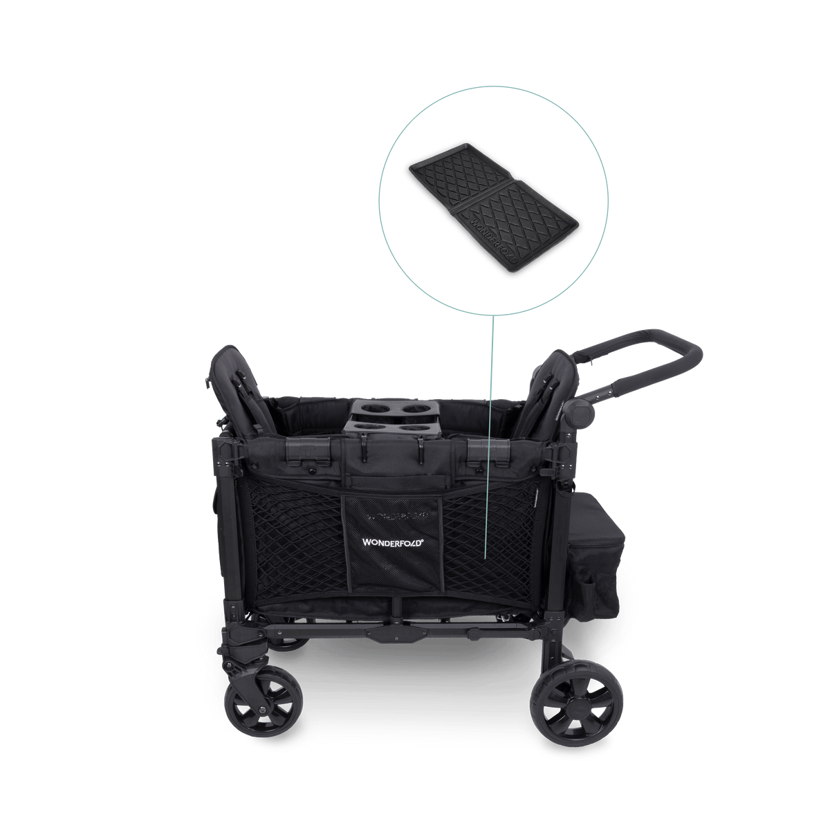 WonderFold W2 Elite Pro (2 Seater) Everyday Stroller Wagon Bundle - Jet Black
