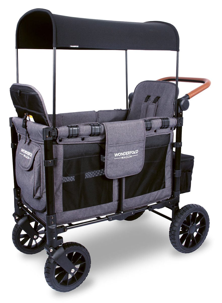Wonderfold W2 Luxe Multifunctional Double (2 seater) Stroller Wagon - Charcoal Gray - W2-S2-GRAY