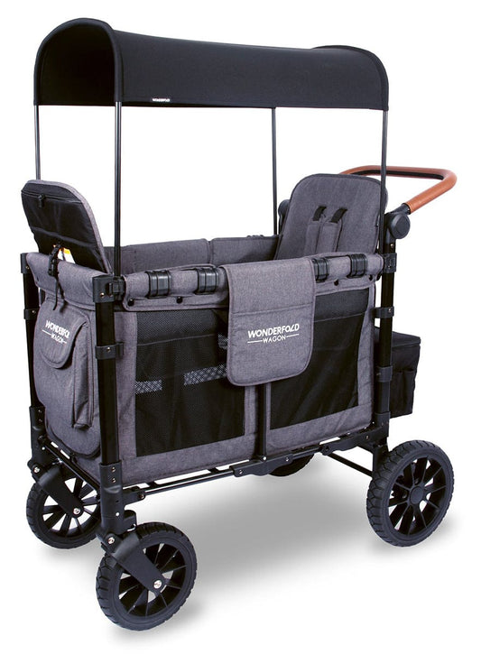 Wonderfold W2 Luxe Multifunctional Double (2 seater) Stroller Wagon - Charcoal Gray - W2-S2-GRAY