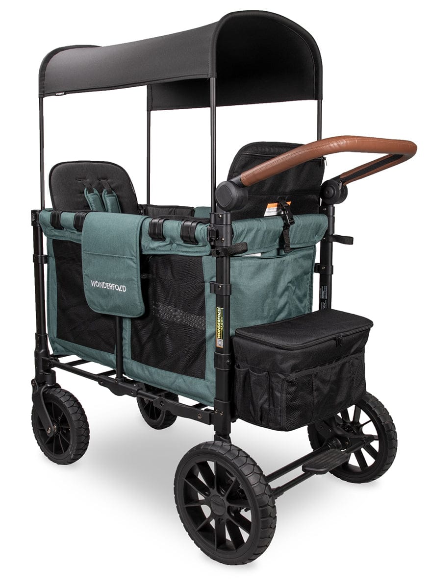 Wonderfold W2 Luxe Multifunctional Double (2 seater) Stroller Wagon - Hunter Green (Albee Exclusive) - W2LUX-HNTGN