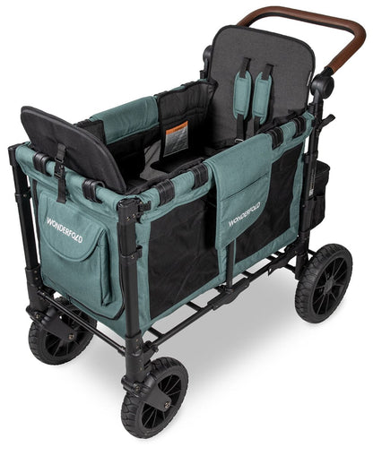 Wonderfold W2 Luxe Multifunctional Double (2 seater) Stroller Wagon - Hunter Green (Albee Exclusive) - W2LUX-HNTGN