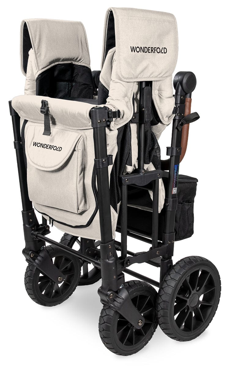 Wonderfold W2 Luxe Multifunctional Double (2 seater) Stroller Wagon - Sandy Beige / Black Canopy (Albee Exclusive) - W2LUX-SDYBG-BLKCPY