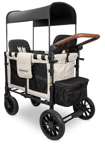 Wonderfold W2 Luxe Multifunctional Double (2 seater) Stroller Wagon - Sandy Beige / Black Canopy (Albee Exclusive) - W2LUX-SDYBG-BLKCPY