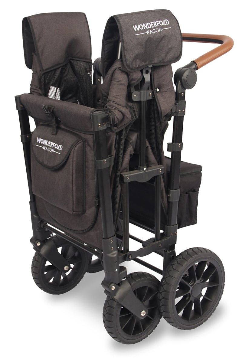 Wonderfold W2 Luxe Multifunctional Double (2 seater) Stroller Wagon - Volcanic Black - W2-S2-BLACK