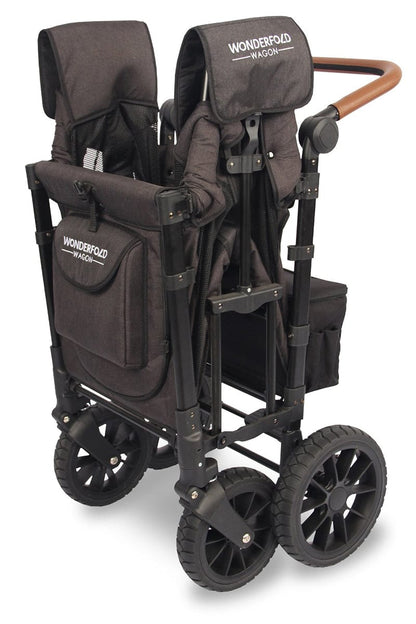 Wonderfold W2 Luxe Multifunctional Double (2 seater) Stroller Wagon - Volcanic Black - W2-S2-BLACK