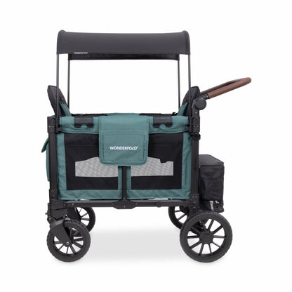 WonderFold W2 Luxe Pro (2 Seater) Double Seater Stroller Wagon - Hunter Green - W2LUXP-HNTGN