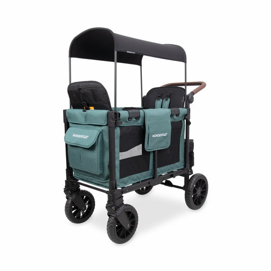 WonderFold W2 Luxe Pro (2 Seater) Double Seater Stroller Wagon - Hunter Green - W2LUXP-HNTGN