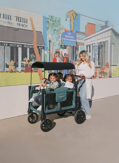 WonderFold W2 Luxe Pro (2 Seater) Double Seater Stroller Wagon - Hunter Green (Albee Exclusive) - W2LUXP-HNTGN