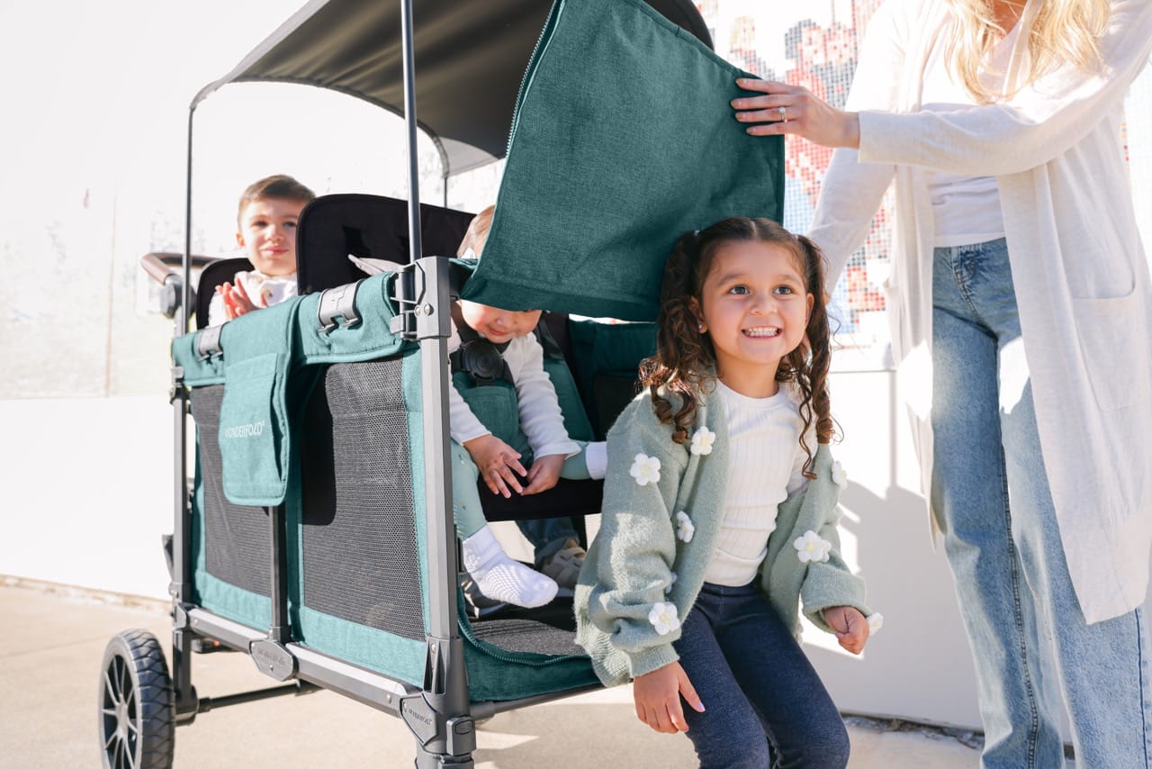 WonderFold W2 Luxe Pro (2 Seater) Double Seater Stroller Wagon - Hunter Green (Albee Exclusive) - W2LUXP-HNTGN