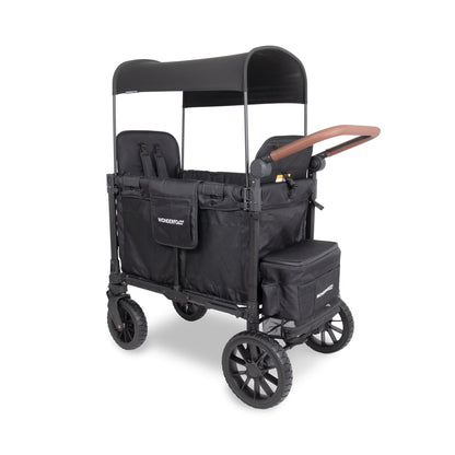 WonderFold W2 Luxe Pro (2 Seater) Double Seater Stroller Wagon - Jet Black - W2LUXP-JBLK