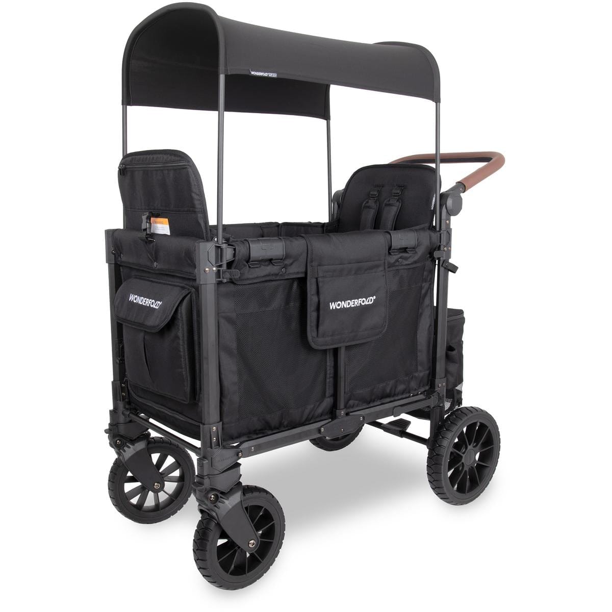 WonderFold W2 Luxe Pro (2 Seater) Double Seater Stroller Wagon - Jet Black - W2LUXP-JBLK